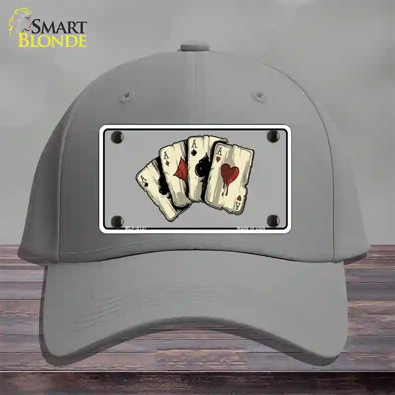 Four Aces Cards Novelty License Plate Hat Cotton / Gray