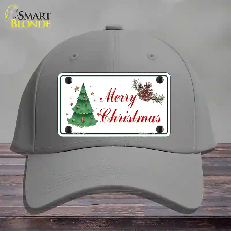 Merry Christmas Tree Novelty License Plate Hat Cotton / Gray