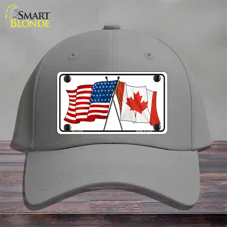 United States Canadian Flag Novelty License Plate Hat Cotton / Gray