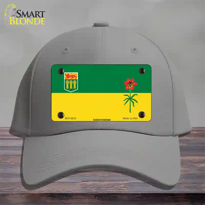 Saskatchewan Flag Novelty License Plate Hat Cotton / Gray