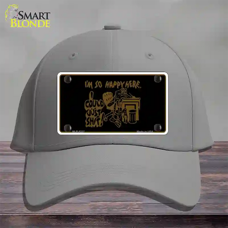 Im So Happy Here Novelty License Plate Hat Cotton / Gray