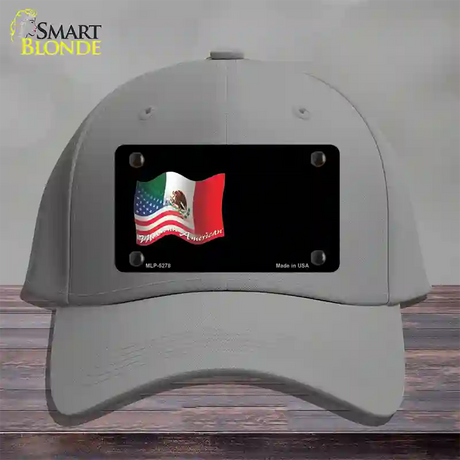 Mexican American Flag Offset Novelty License Plate Hat Cotton / Gray