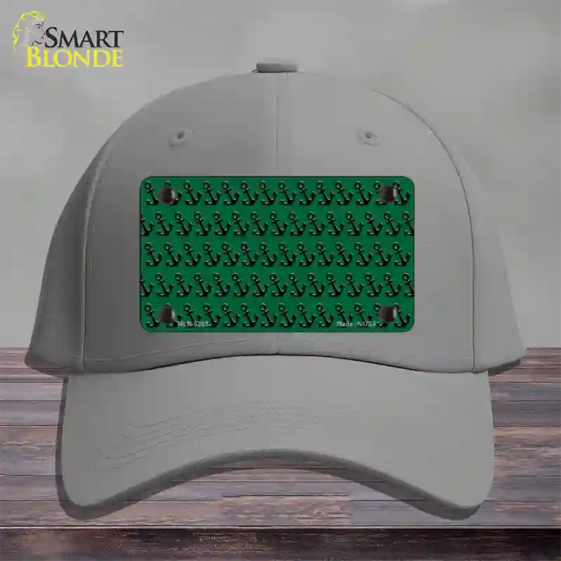 Green Black Anchor Novelty License Plate Hat Cotton / Gray