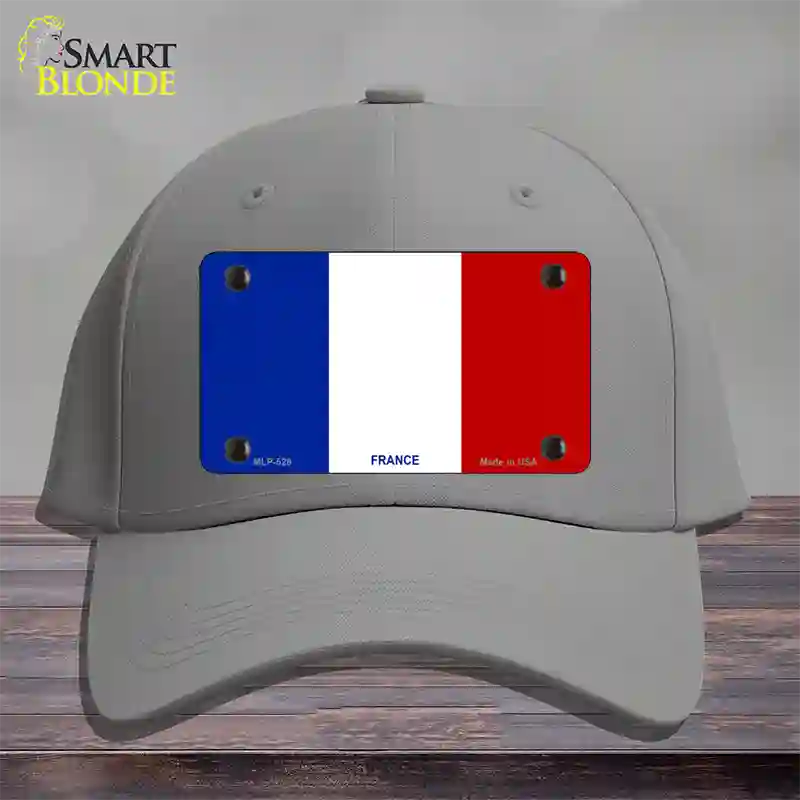 France Flag Novelty License Plate Hat Cotton / Gray