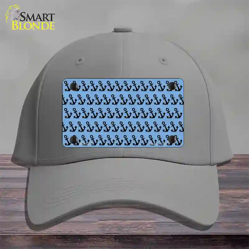 Light Blue Black Anchor Novelty License Plate Hat Cotton / Gray