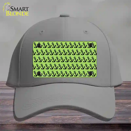 Lime Green Black Anchor Novelty License Plate Hat Cotton / Gray