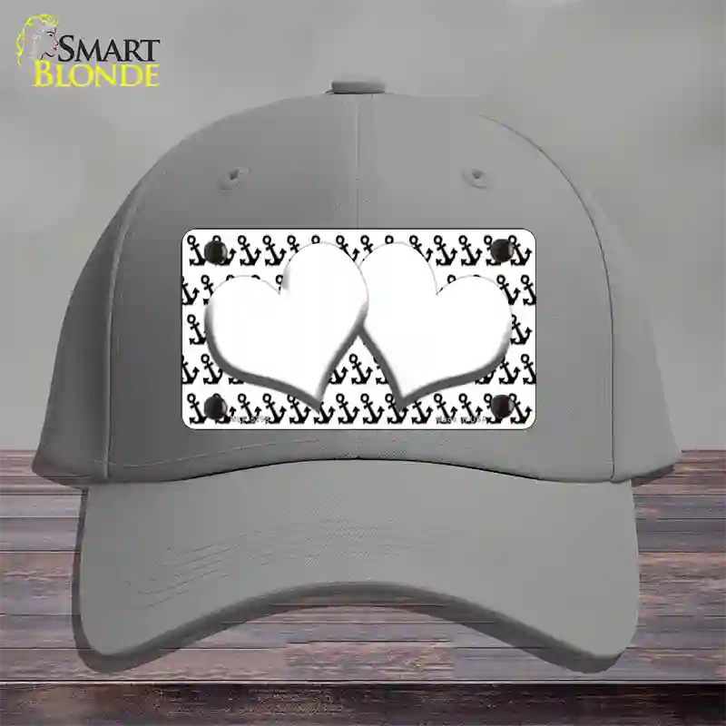 White Black Anchor White Heart Center Novelty License Plate Hat Cotton / Gray