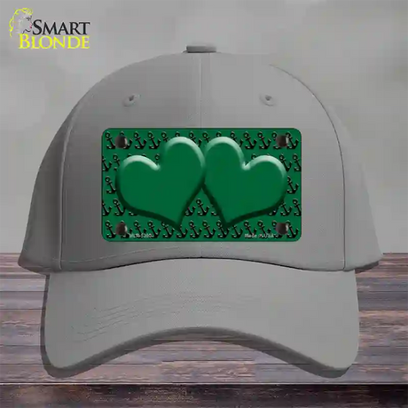 Green Black Anchor Green Heart Center Novelty License Plate Hat Cotton / Gray