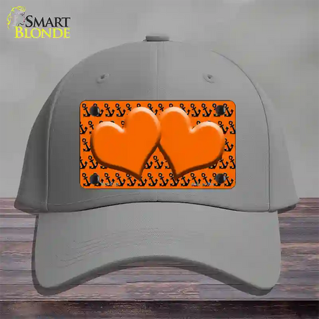 Orange Black Anchor Orange Heart Center Novelty License Plate Hat Cotton / Gray