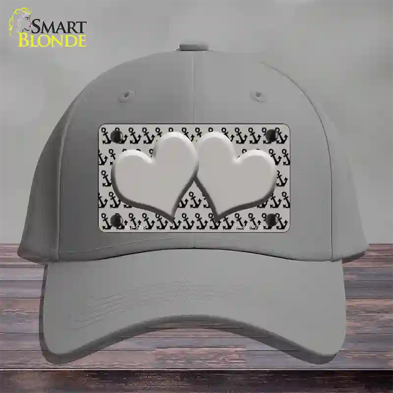 Grey Black Anchor Grey Heart Center Novelty License Plate Hat Cotton / Gray