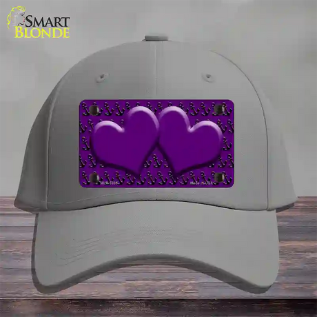 Purple Black Anchor Purple Heart Center Novelty License Plate Hat Cotton / Gray