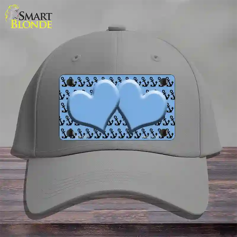 Light Blue Black Anchor Light Blue Heart Center Novelty License Plate Hat Cotton / Gray