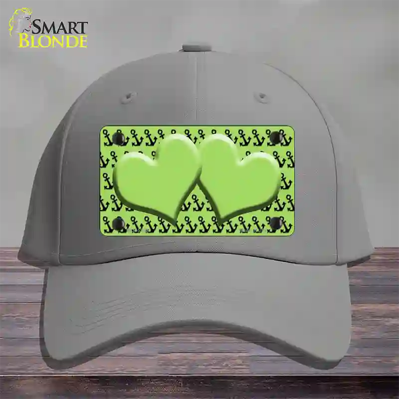 Lime Green Black Anchor Lime Green Heart Center Novelty License Plate Hat Cotton / Gray