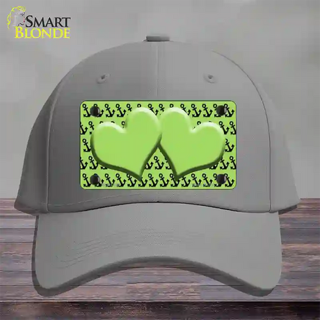 Lime Green Black Anchor Lime Green Heart Center Novelty License Plate Hat Cotton / Gray