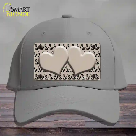 Tan Black Anchor Tan Heart Center Novelty License Plate Hat Cotton / Gray