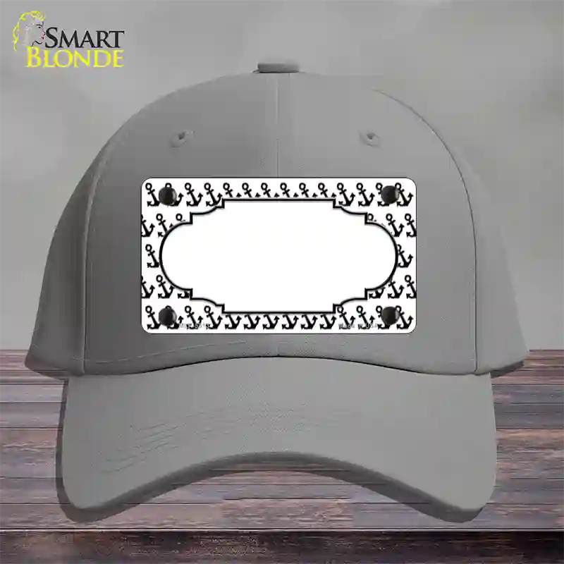 White Black Anchor Scallop Center Novelty License Plate Hat Cotton / Gray