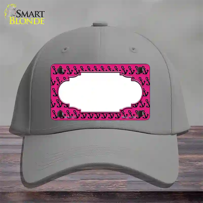 Pink Black Anchor Scallop Center Novelty License Plate Hat Cotton / Gray