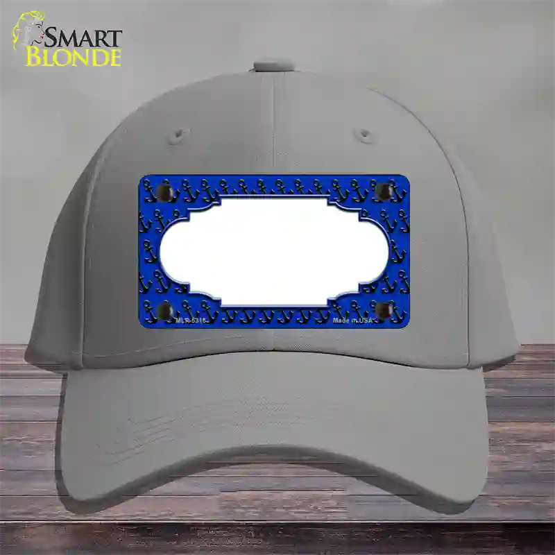 Blue Black Anchor Scallop Center Novelty License Plate Hat Cotton / Gray