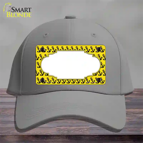 Yellow Black Anchor Scallop Center Novelty License Plate Hat Cotton / Gray