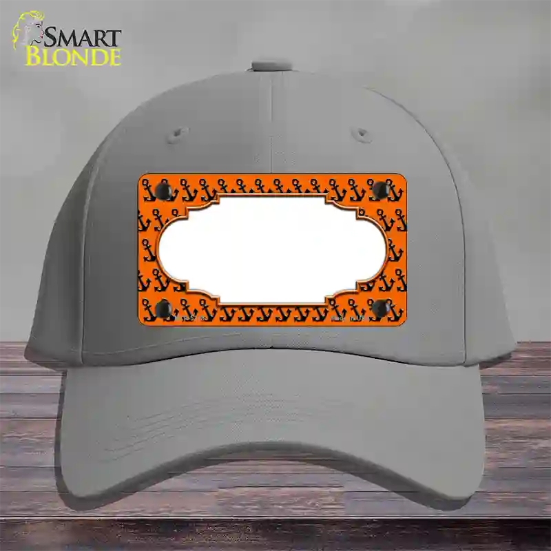 Orange Black Anchor Scallop Center Novelty License Plate Hat Cotton / Gray