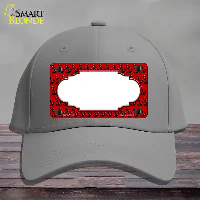 Red Black Anchor Scallop Center Novelty License Plate Hat Cotton / Gray