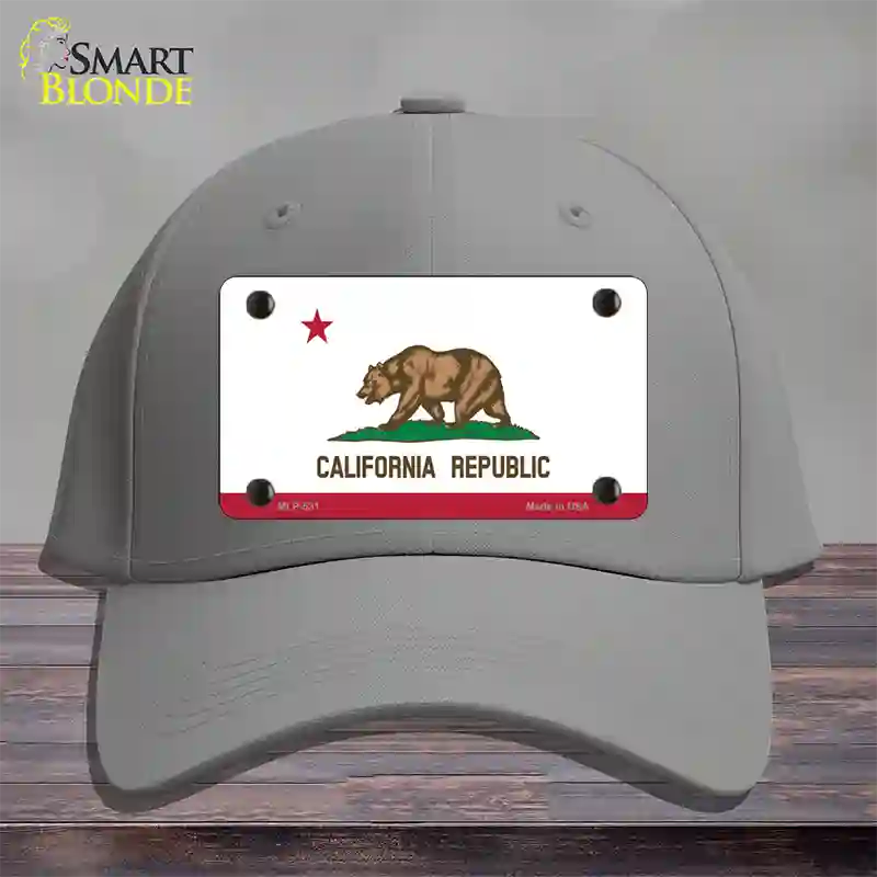 California State Flag Novelty License Plate Hat Cotton / Gray