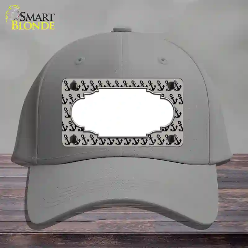 Grey Black Anchor Scallop Center Novelty License Plate Hat Cotton / Gray