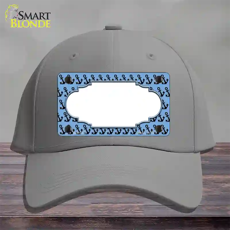 Light Blue Black Anchor Scallop Center Novelty License Plate Hat Cotton / Gray