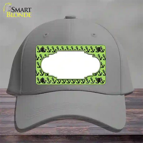 Lime Green Black Anchor Scallop Center Novelty License Plate Hat Cotton / Gray