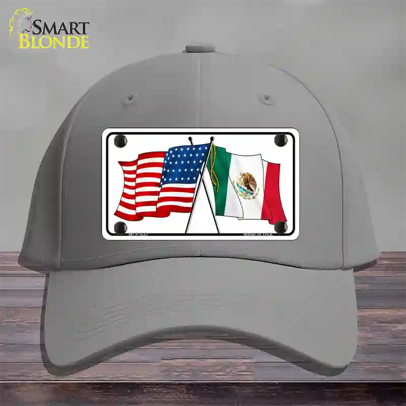 United States Mexico Flag Novelty License Plate Hat Cotton / Gray