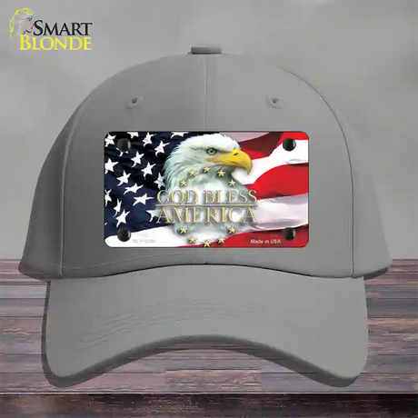 God Bless America Eagle Novelty License Plate Hat Cotton / Gray