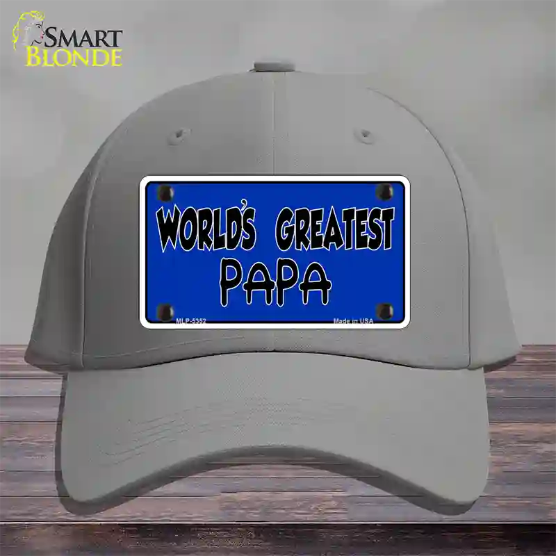 Worlds Greatest PaPa Novelty License Plate Hat Cotton / Gray