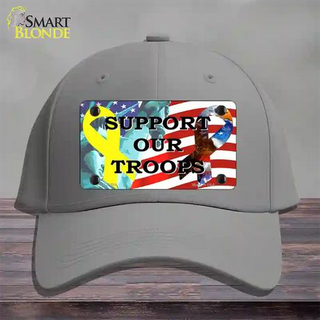 Support Our Troops Ribbon Novelty License Plate Hat Cotton / Gray