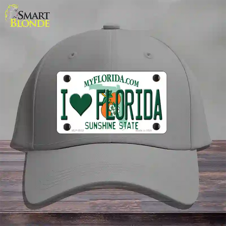 I Love Florida Novelty License Plate Hat Cotton / Gray