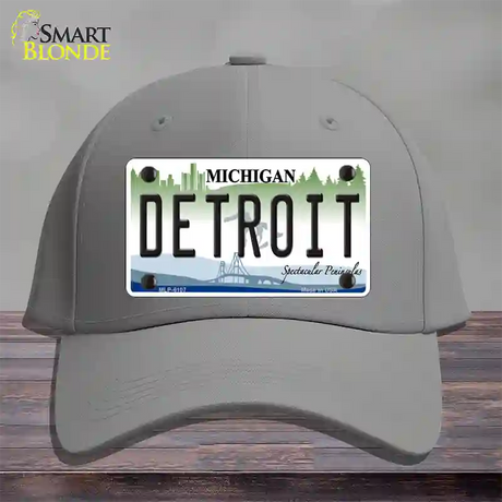 Detroit Michigan Novelty License Plate Hat Cotton / Gray