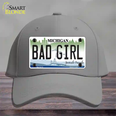 Bad Girl Michigan Novelty License Plate Hat Cotton / Gray