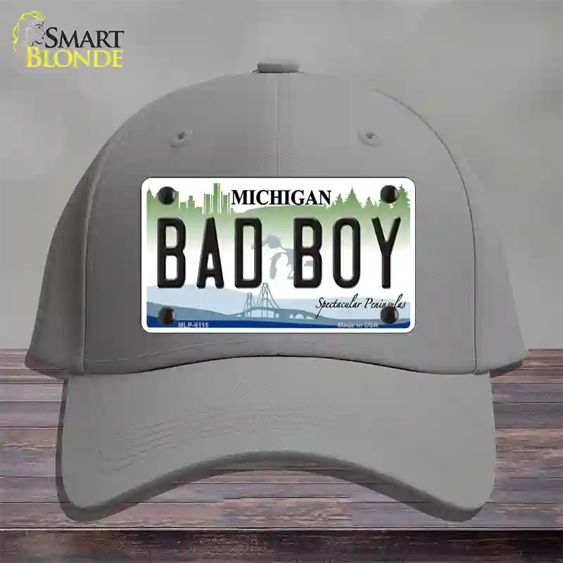 Bad Boy Michigan Novelty License Plate Hat Cotton / Gray