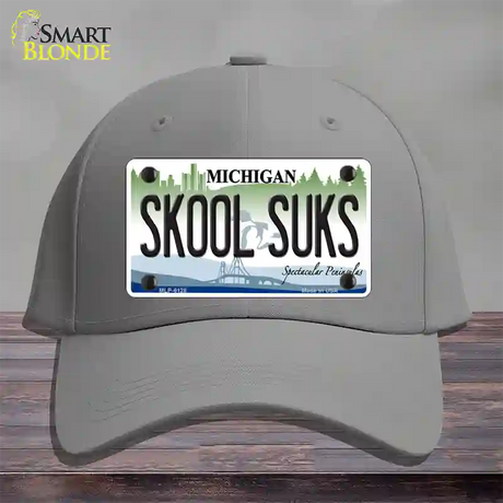 Skool Suks Michigan Novelty License Plate Hat Cotton / Gray