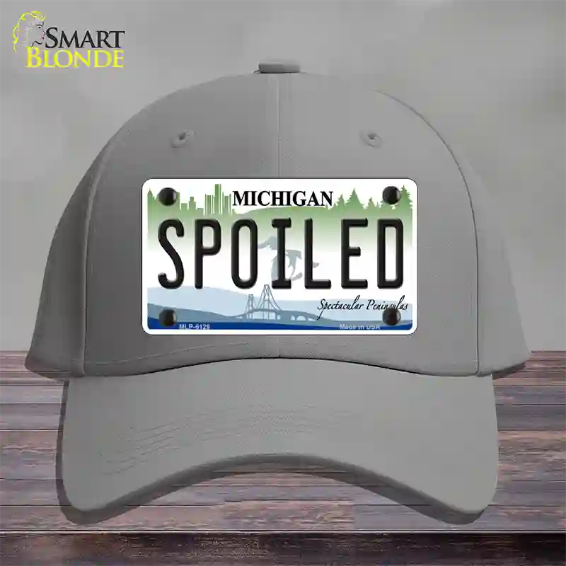 Spoiled Michigan Novelty License Plate Hat Cotton / Gray