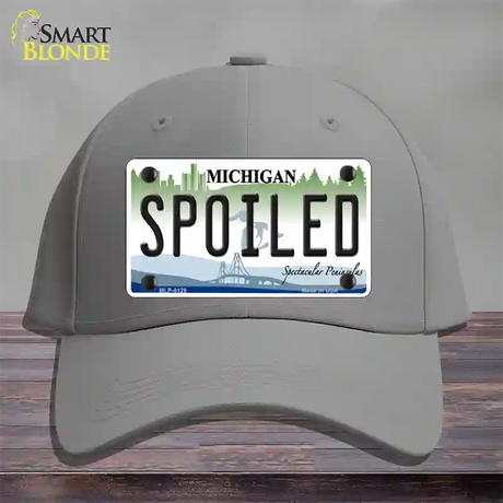 Spoiled Michigan Novelty License Plate Hat Cotton / Gray