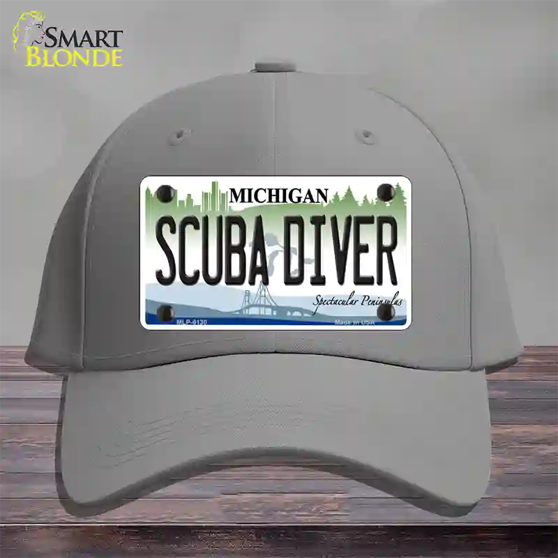 Scuba Diver Michigan Novelty License Plate Hat Cotton / Gray