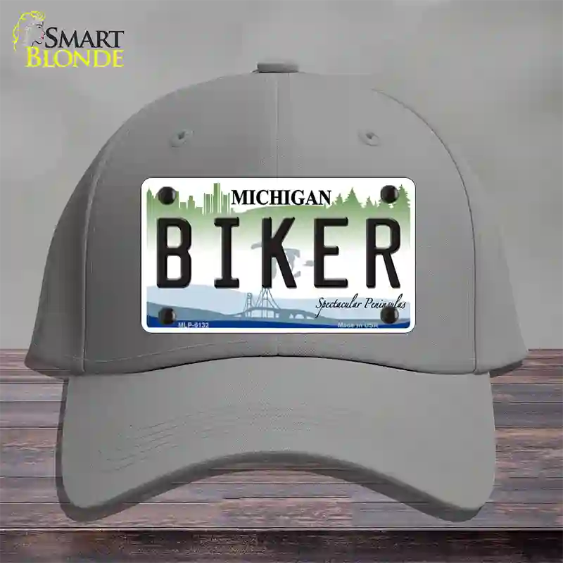 Biker Michigan Novelty License Plate Hat Cotton / Gray