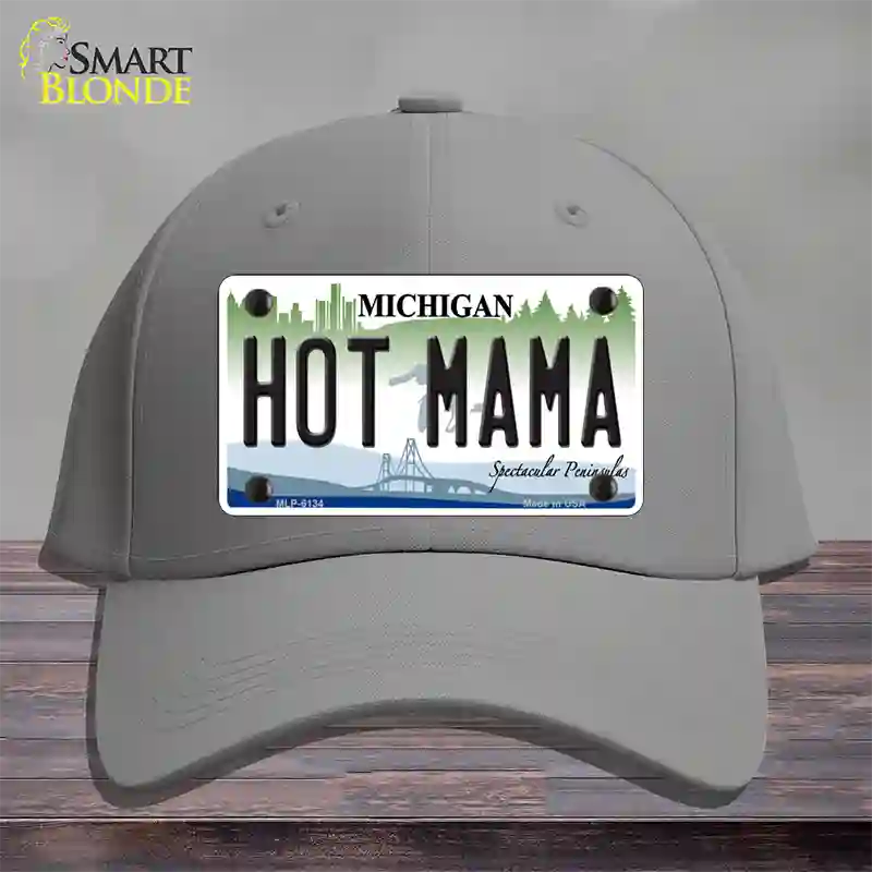 Hot Mama Michigan Novelty License Plate Hat Cotton / Gray