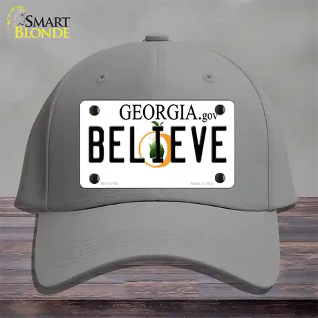 Believe Georgia Novelty License Plate Hat Cotton / Gray