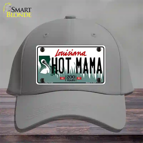 Hot Mama Louisiana Novelty License Plate Hat Cotton / Gray