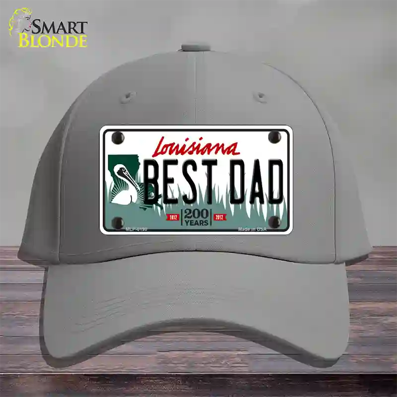 Best Dad Louisiana Novelty License Plate Hat Cotton / Gray