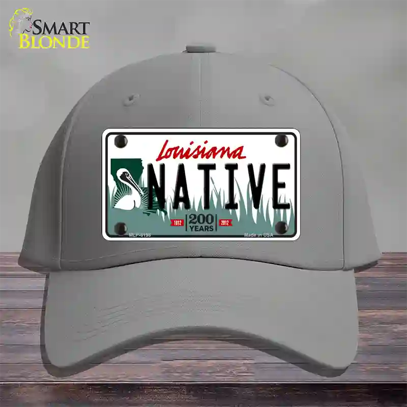 Native Louisiana Novelty License Plate Hat Cotton / Gray