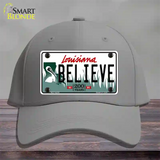 Believe Louisiana Novelty License Plate Hat Cotton / Gray