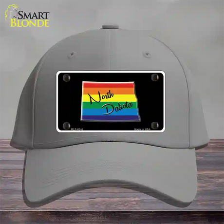 North Dakota Rainbow Novelty License Plate Hat Cotton / Gray