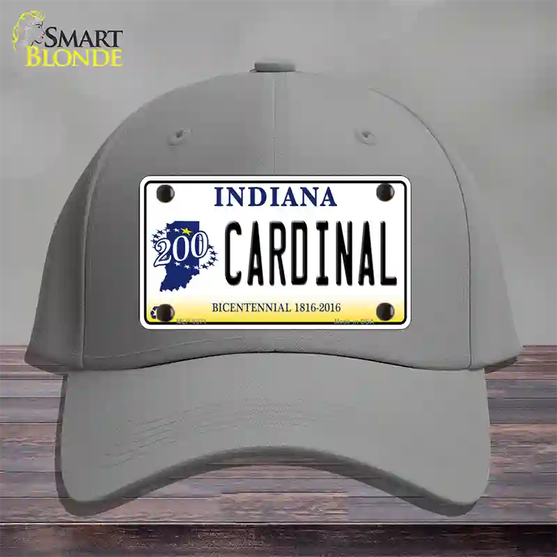 Cardinal Indiana Novelty License Plate Hat Cotton / Gray